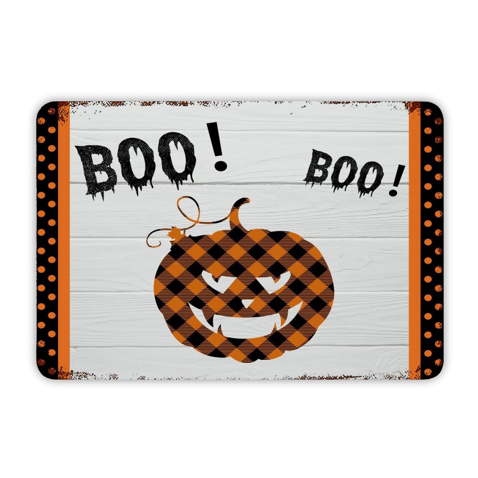 ENEDNATE Boo! Boo! Happy Halloween Pumpkin Aluminum Tin Metal Sign for Indoor Outdoor Business Retail Store Patio Yard Home Decoration Easy to Mount Wall Art Print Poster 8x12 Inch