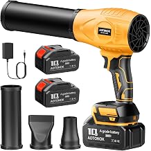 Leaf Blower Cordless, 21V Electric Handheld Leaf Blower with 22.0Ah Batteries & Fast Charger, Adjustable Speed, Powerful Airflow, Lightweight for Lawn Care/Yard/Leaves/Dust, Yellow