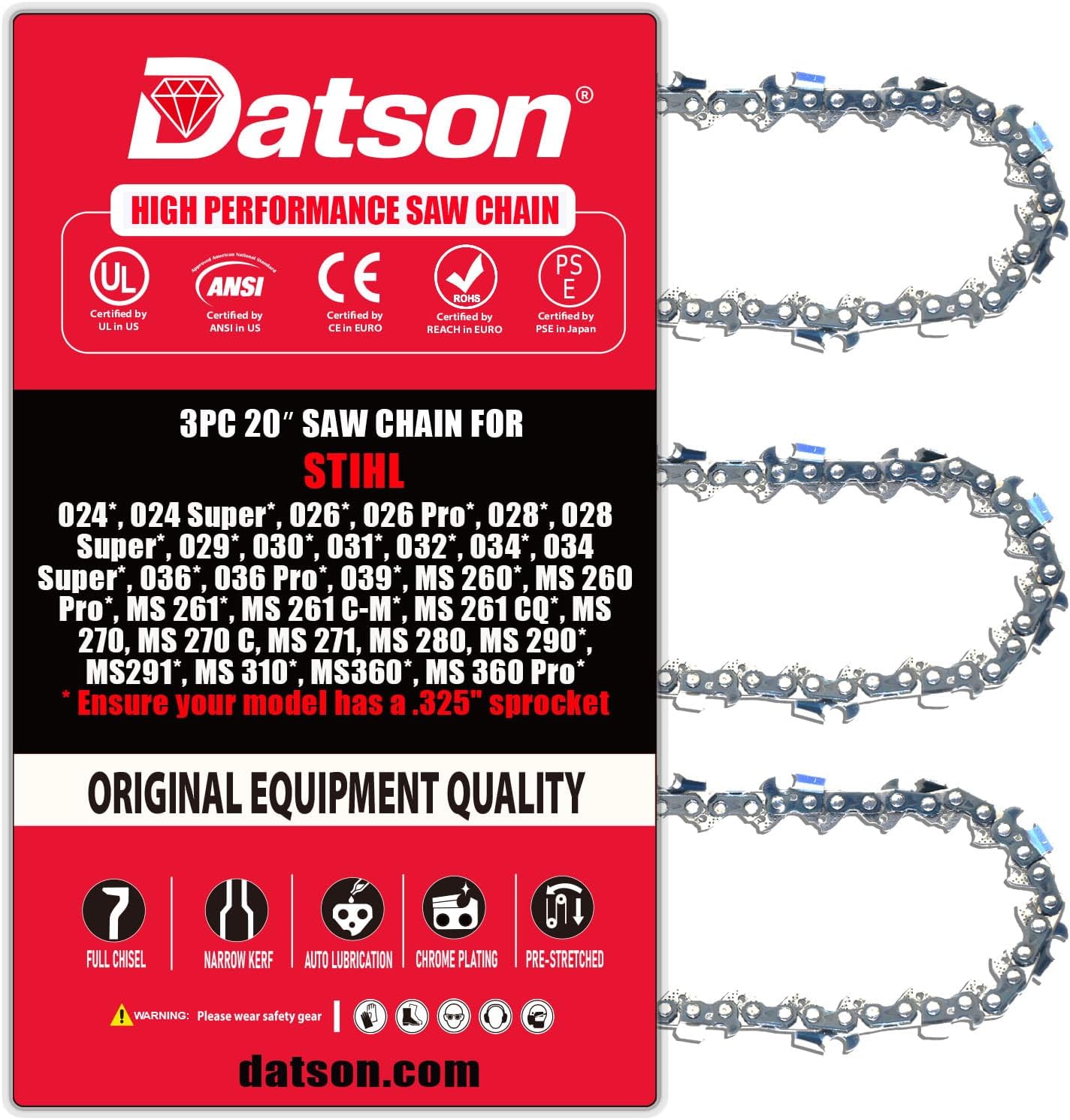 20 Inch Chainsaw Chain 26RS 81 Replacement for Stihl (PRE 2023 .063" Gauge) MS291, MS271 Farm Boss, MS261-36390050081, V81 (3 Chains)