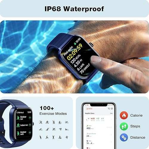 Miniatura 5 de Fitpolo Reloj inteligente para hombres y mujeres, pantalla táctil de 1.8 pulgadas, llamada Bluetooth, Alexa integrado, monitor SpO2 de frecuencia