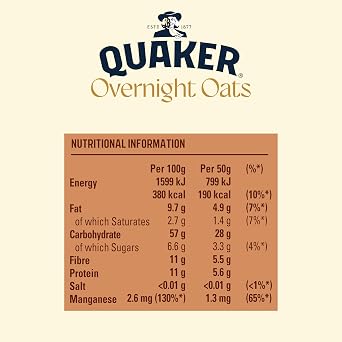 Quaker Overnight Oats Mocha Choc Chip Cereal 350g
