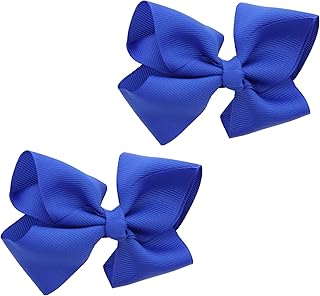 Sponsored Ad - 3 Inch Grosgrain Bow for Little Girls- Set of 2 (Royal)