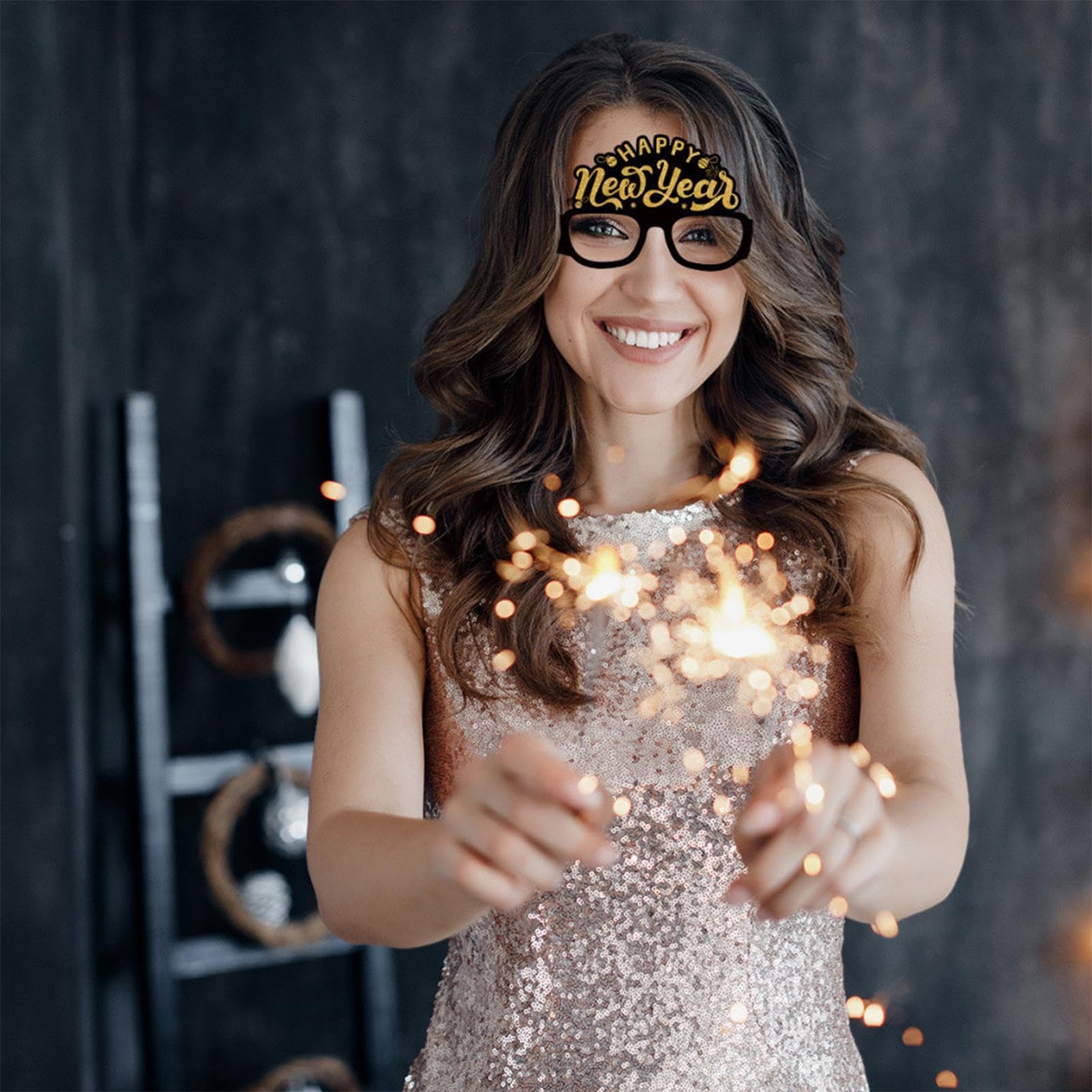 Happy New Year Glasses - New Year Eve Paper Glasses, New Year Celebration Glasses | Funny Glasses 2025 Glasses, 6x Pack Decorative Eyewear Holiday Glasses, New Years Glasses Photo Props For New Year