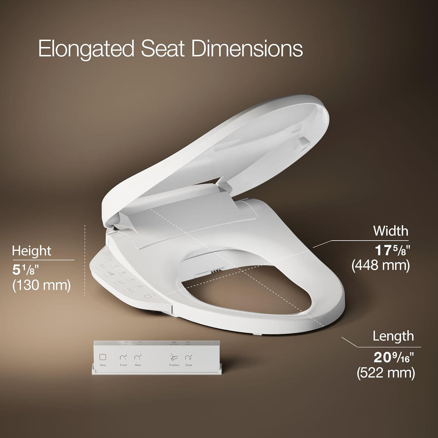 Kohler PureWash E725 Heated Bidet Toilet Seat Elongated, White with Remote, Warm Water, Dryer, Quiet-Close Lid, Self-Cleaning Wand, Adjustable Water Pressure, Nightlight