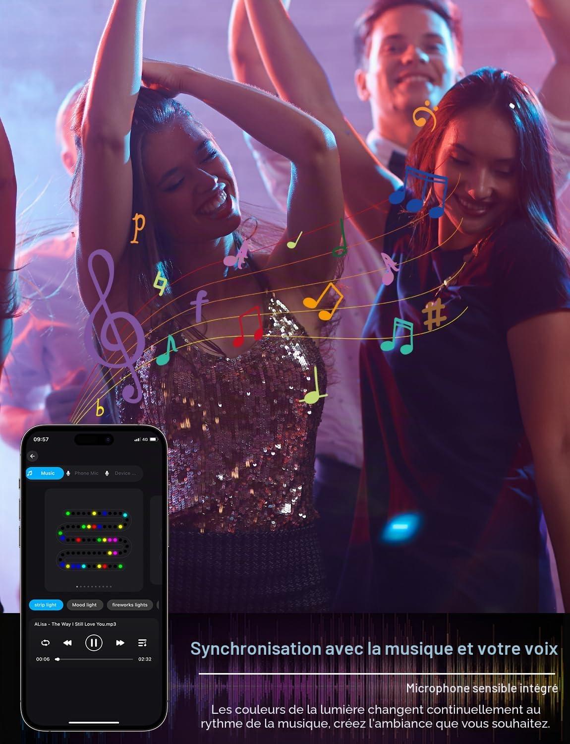 NATPOW Lumières LED Submersible RGB, Projecteurs Lampe spot avec Bluetooth APP Contrôle, IP68 Etanches Eclairage Multicolores pour Aquarium, Jardin, Cour, Piscine, Fontaine 4-en-1