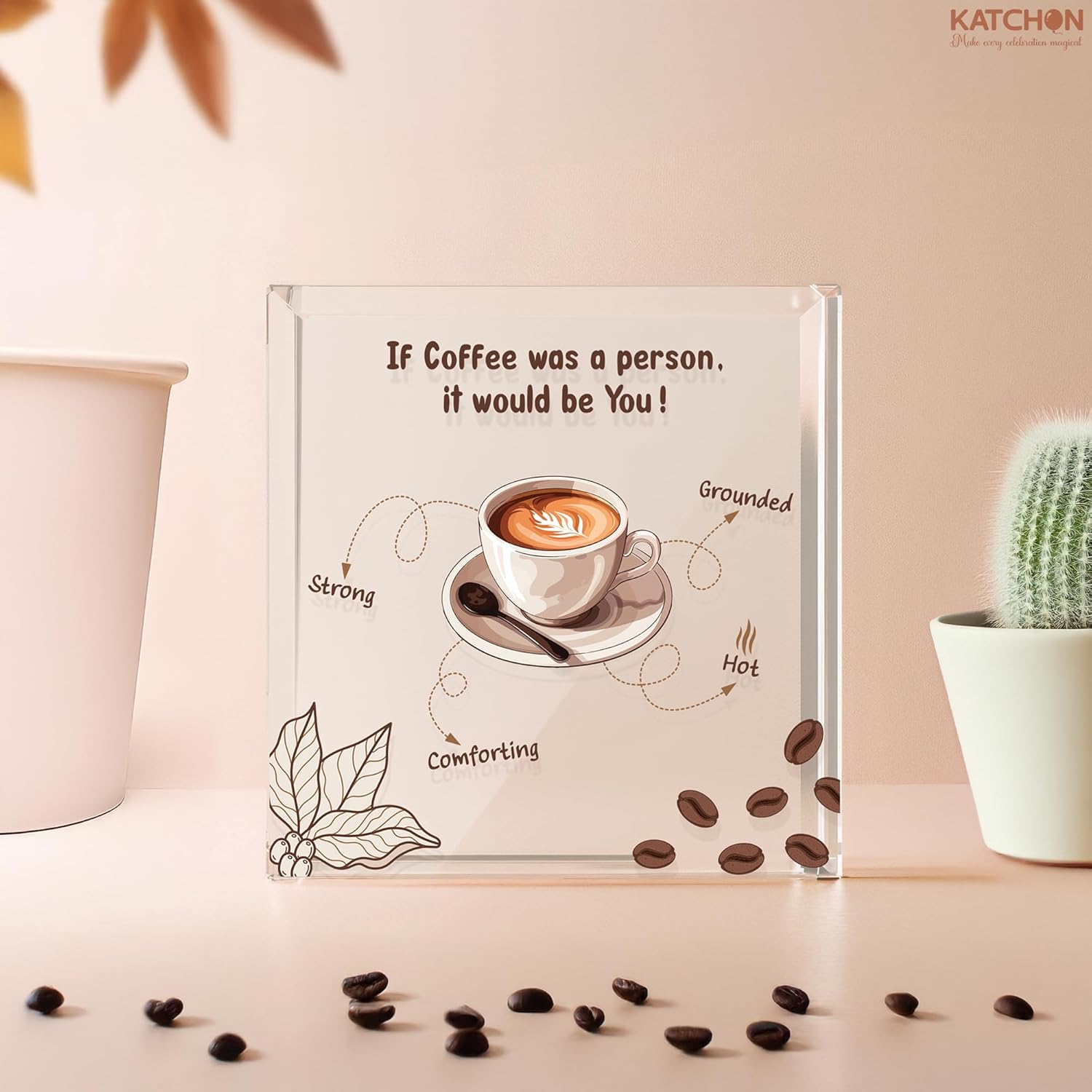 KatchOn, Acrylic Coffee Lover Gift - Valentines Day Gifts for Her, Him, Galentines Gifts for Friends, Girlfriend, Boyfriend | Birthday Gift for Women, Men, Mom, Dad | Office Decor for Women