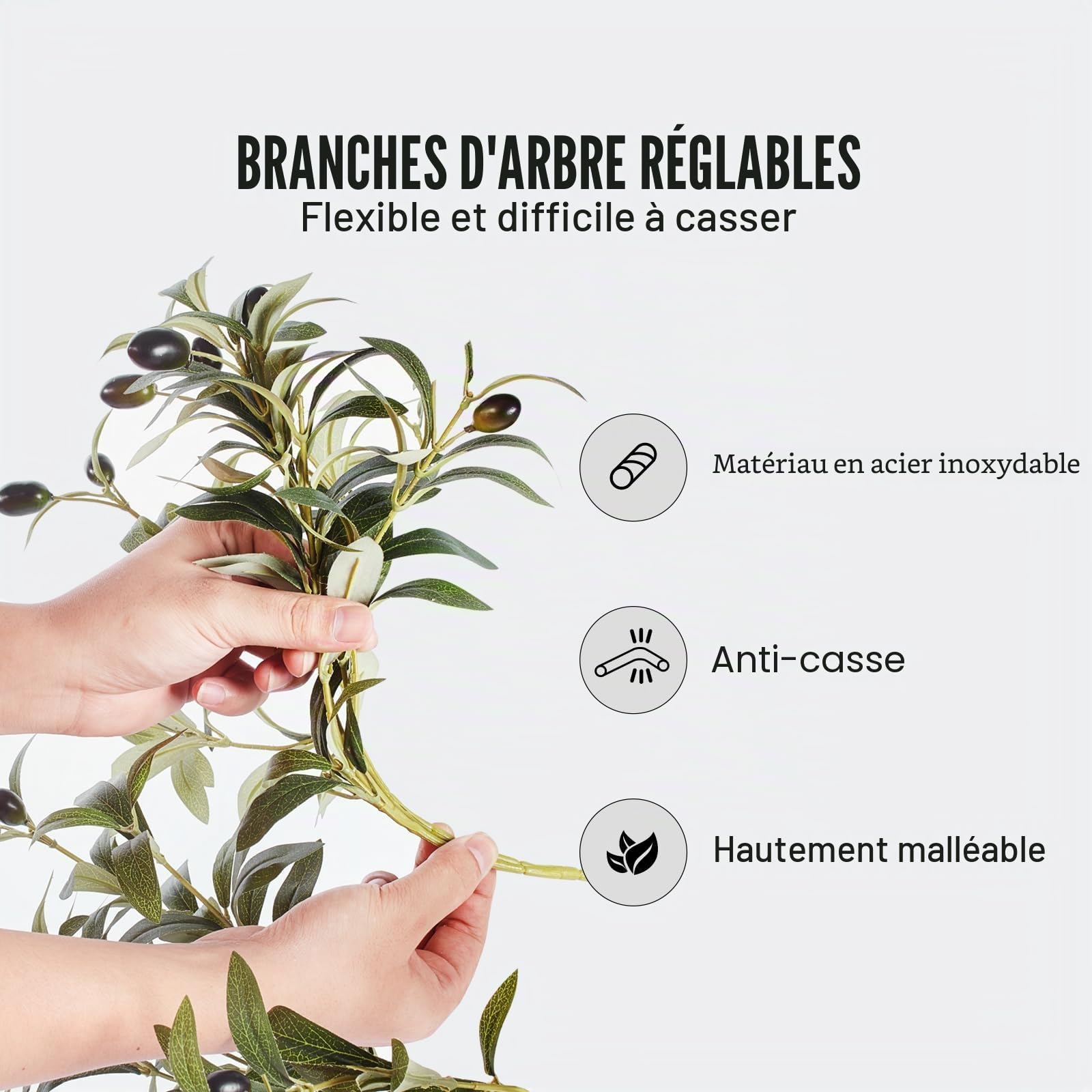 VEVOR Faux Arbre 155 cm Vert Plante Artificielle PE Haut Olivier avec Pot 150x125 mm