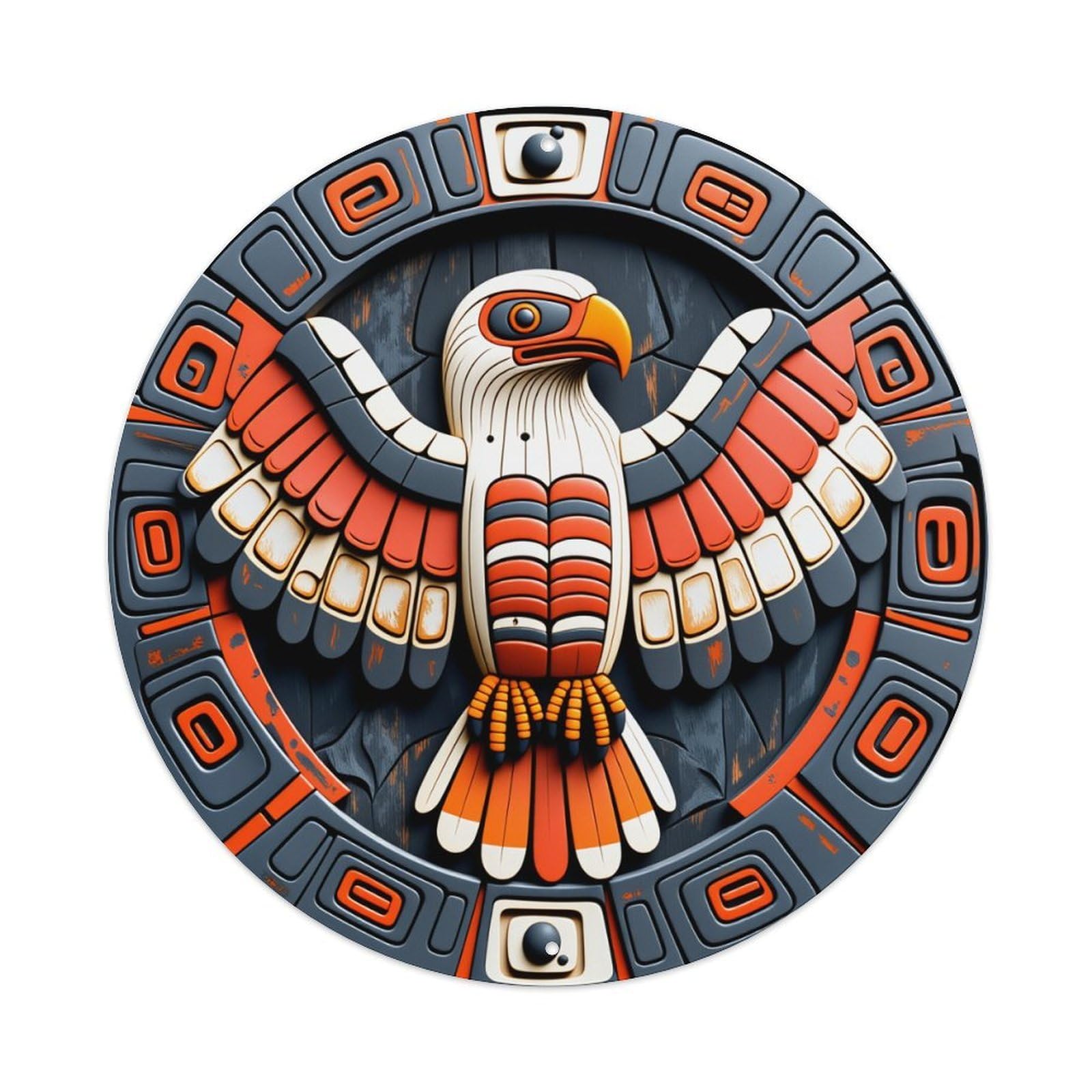 Eagle Tribal Art Pattern Design Round Tin Sign Vintage Style Metal Sign Home Bar Garden Wall Plaque Decor Metal Poster 8x8 Inch
