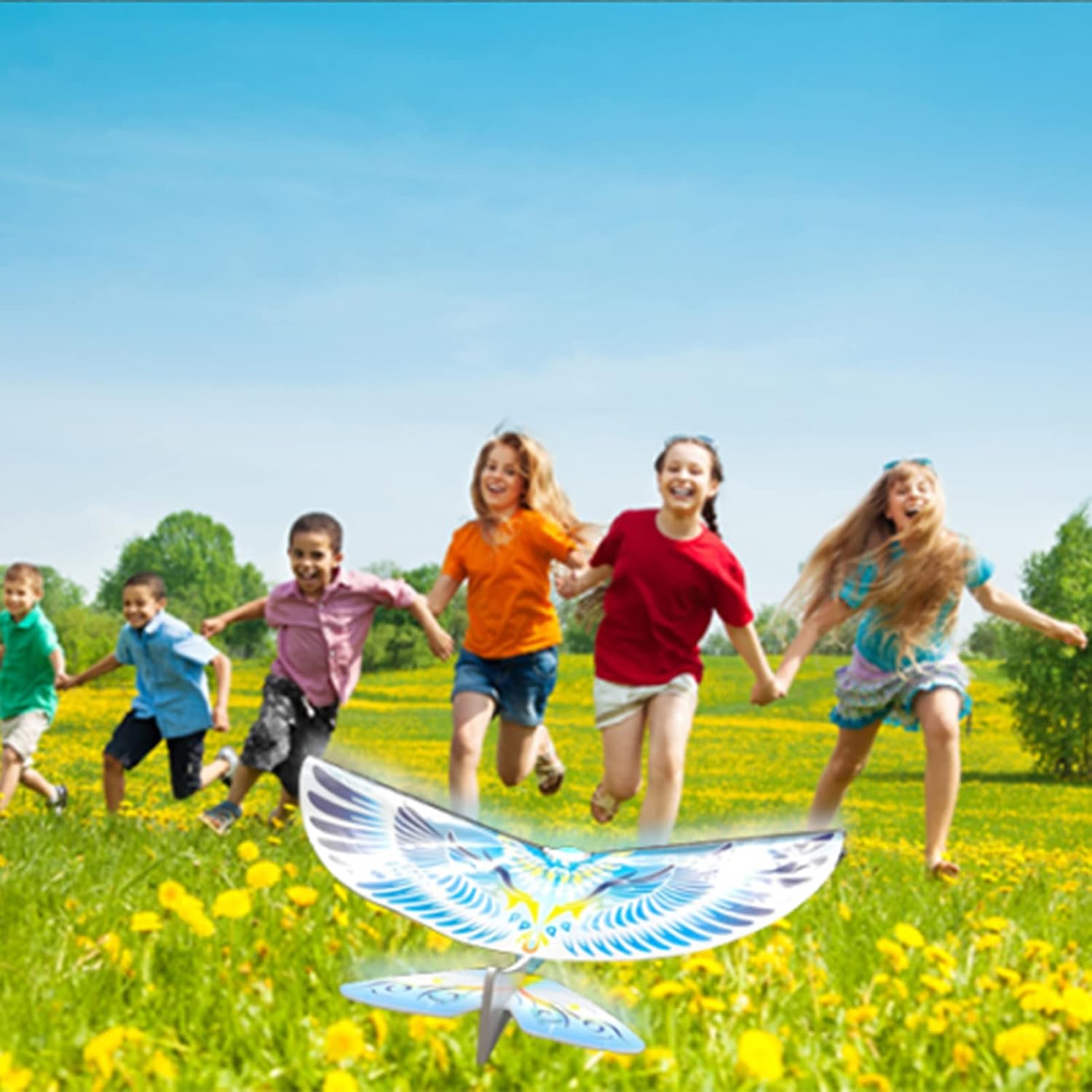 Goolsky RC E-Bird Phoenix Flying Bird Toy, 2.4GHz Remote Control, Flapping Wings, LED Light, Yellow, Unisex, Ages 6+