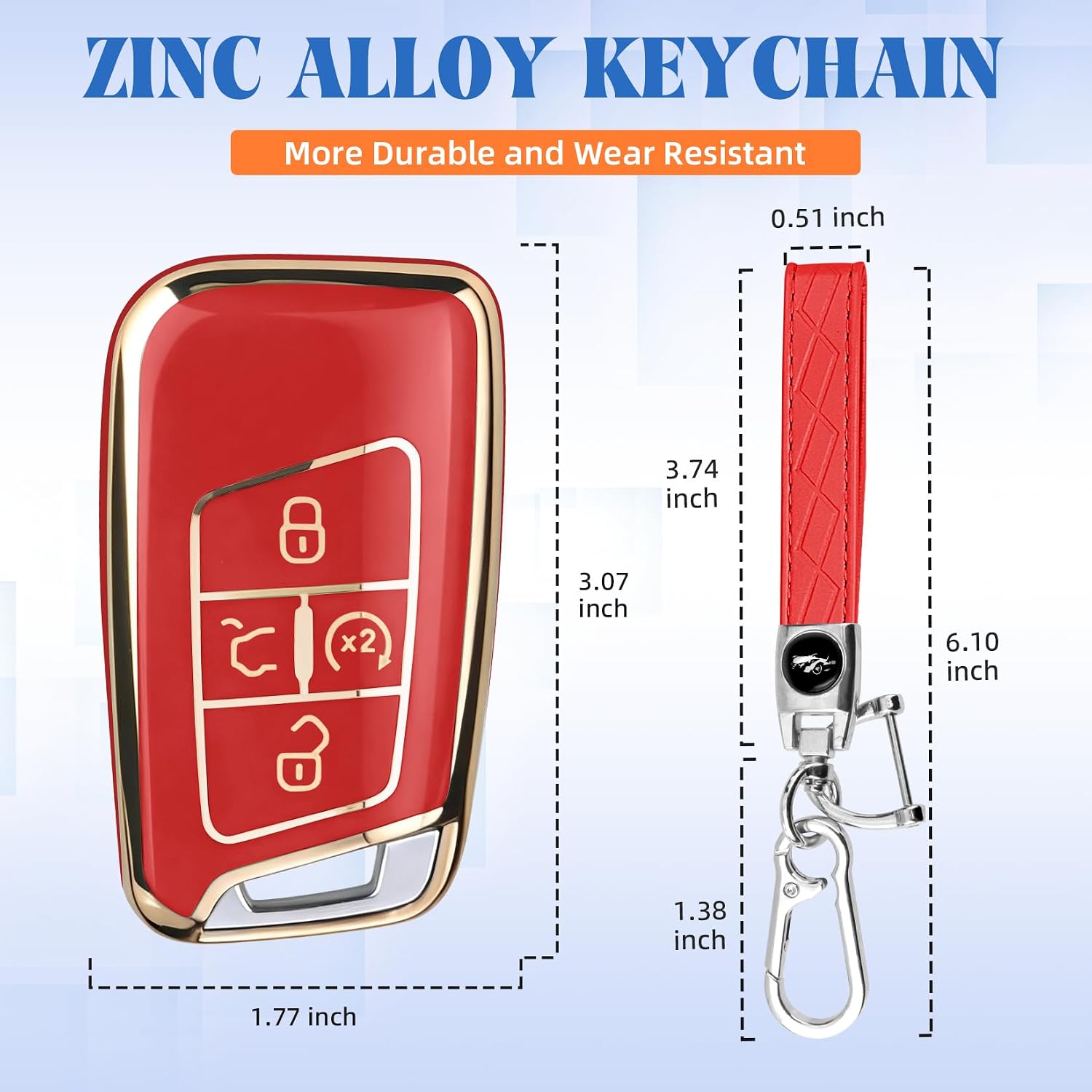 QBUC for Volkswagen Key Fob Cover Compatible with VW Tiguan Taos Jetta Atlas Passat Alltrack Arteon 5-button Car Smart Key