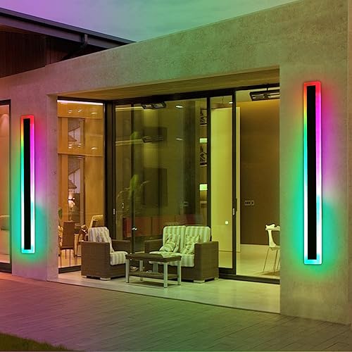 Vista 128 de Apliques de pared para exteriores de 47 pulgadas, regulables de 3000 K-6000 K, luces de pared larga para exteriores, IP65 impermeable, moderna