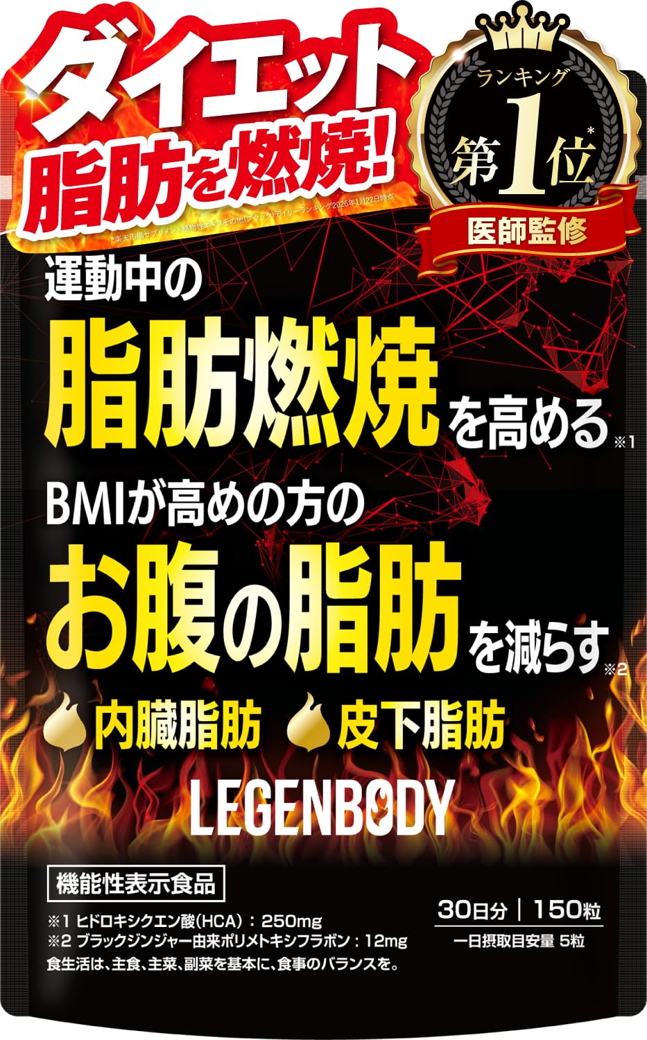 JAKS LEGENBODY レジェンボディ 運動中の脂肪燃焼を高める お腹の脂…