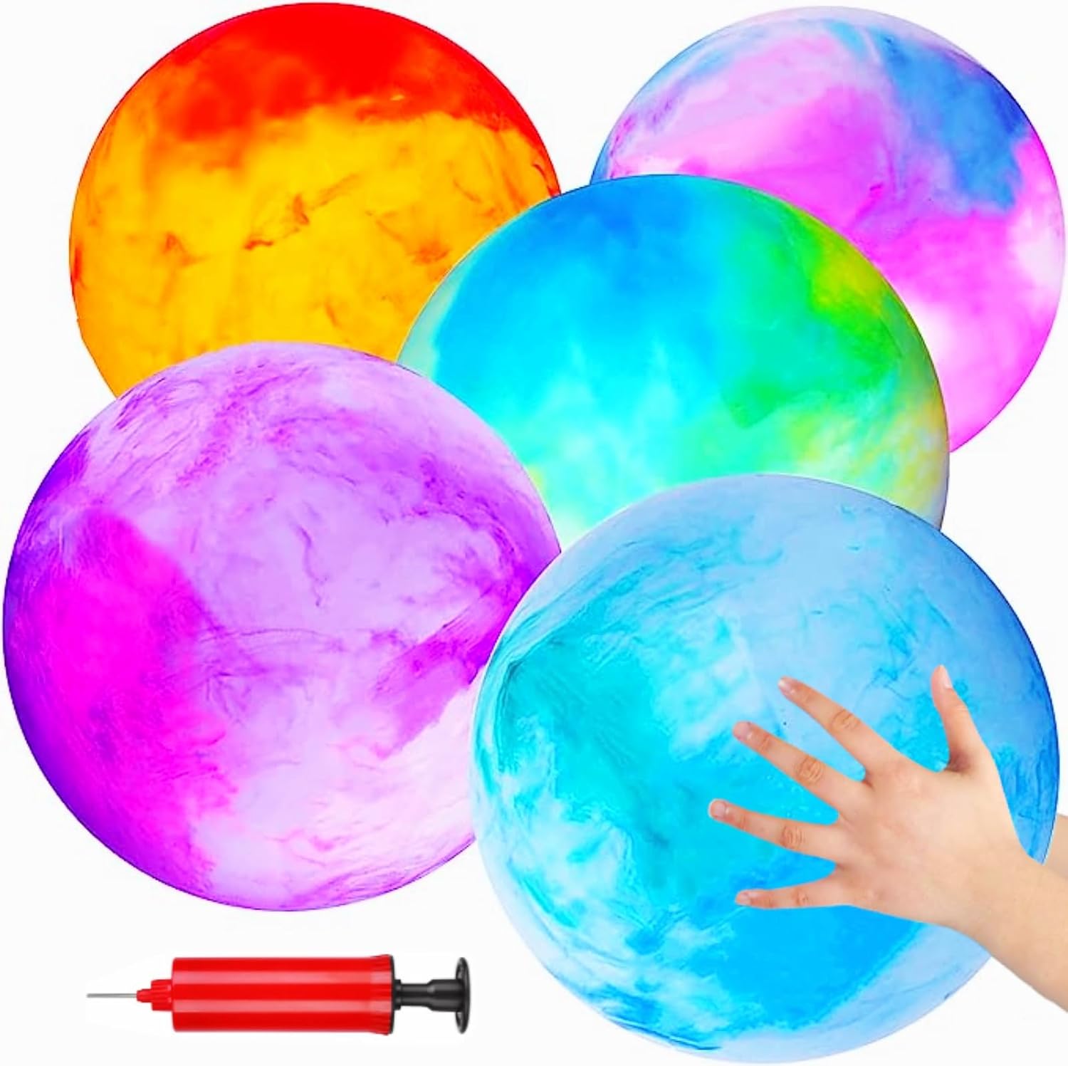GCQJOQ 5 Pcs 16 Inch Marbleized Bouncy Balls for Kids Large