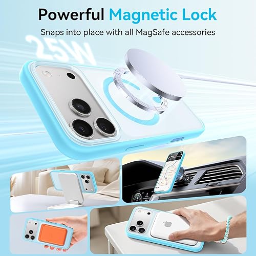 Miniatura 3 de Funda magnética 3 en 1 a prueba de golpes para iPhone 17 Pro, compatible con MagSafe, protección militar superior, 1 protector de pantalla + 1