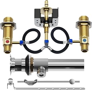 Upgraded Rough-In Valve with Drain Assembly,Compatible with Moen Widespread Bathroom Sink Faucets, Featuring, 1/2-Inch IPS Connections, S9000 Series, Brass Construction(Upgraded version)