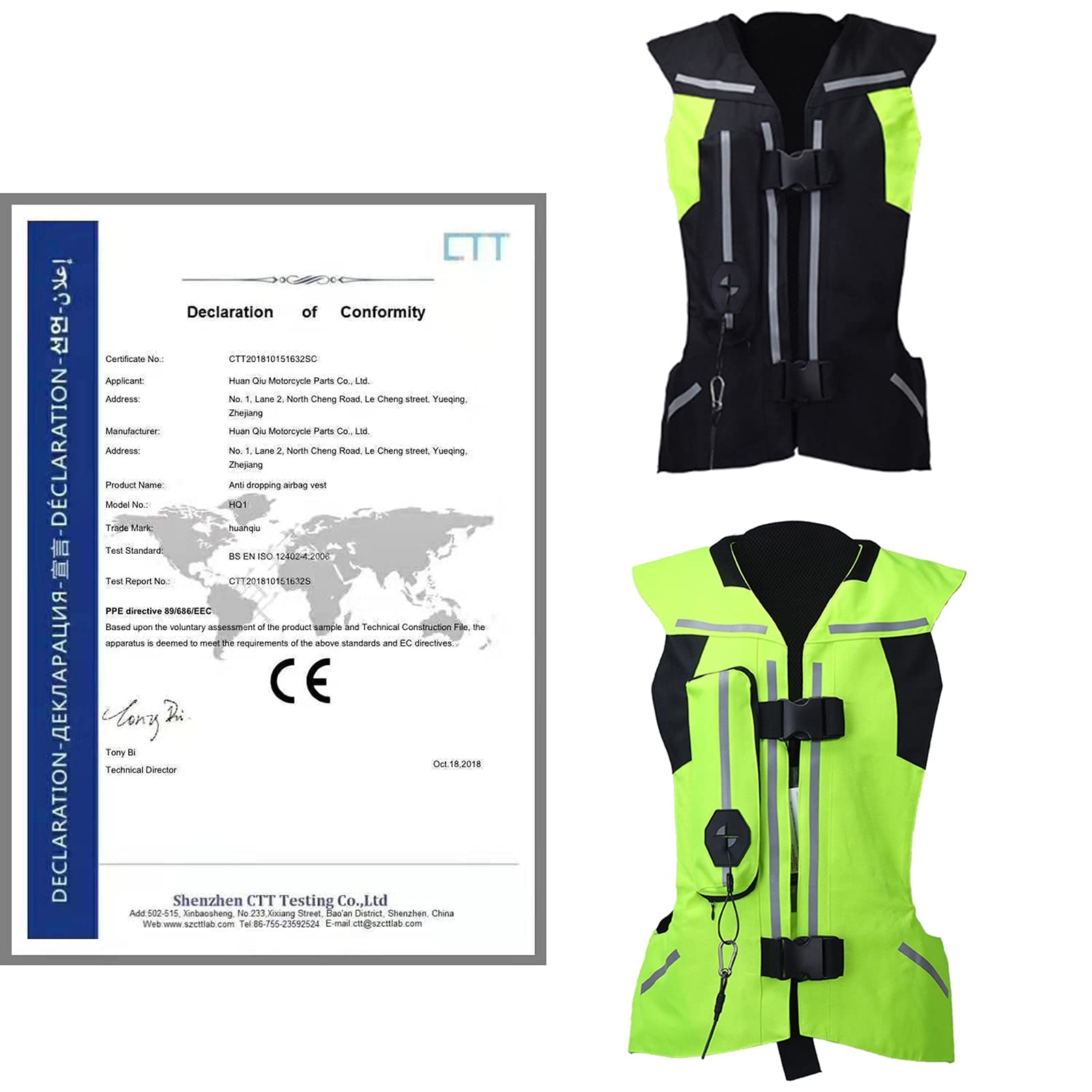 Gilet D'airbag De Moto Pour Hommes Gilet De Protection Sportif Équestre Taille Ajustable Mélèçons Plusieurs Nuits Réfléchissantes Et Plus Sûres (S-3XL, Aucune Cartouche D'encre De CO2) Gilet airbag mo