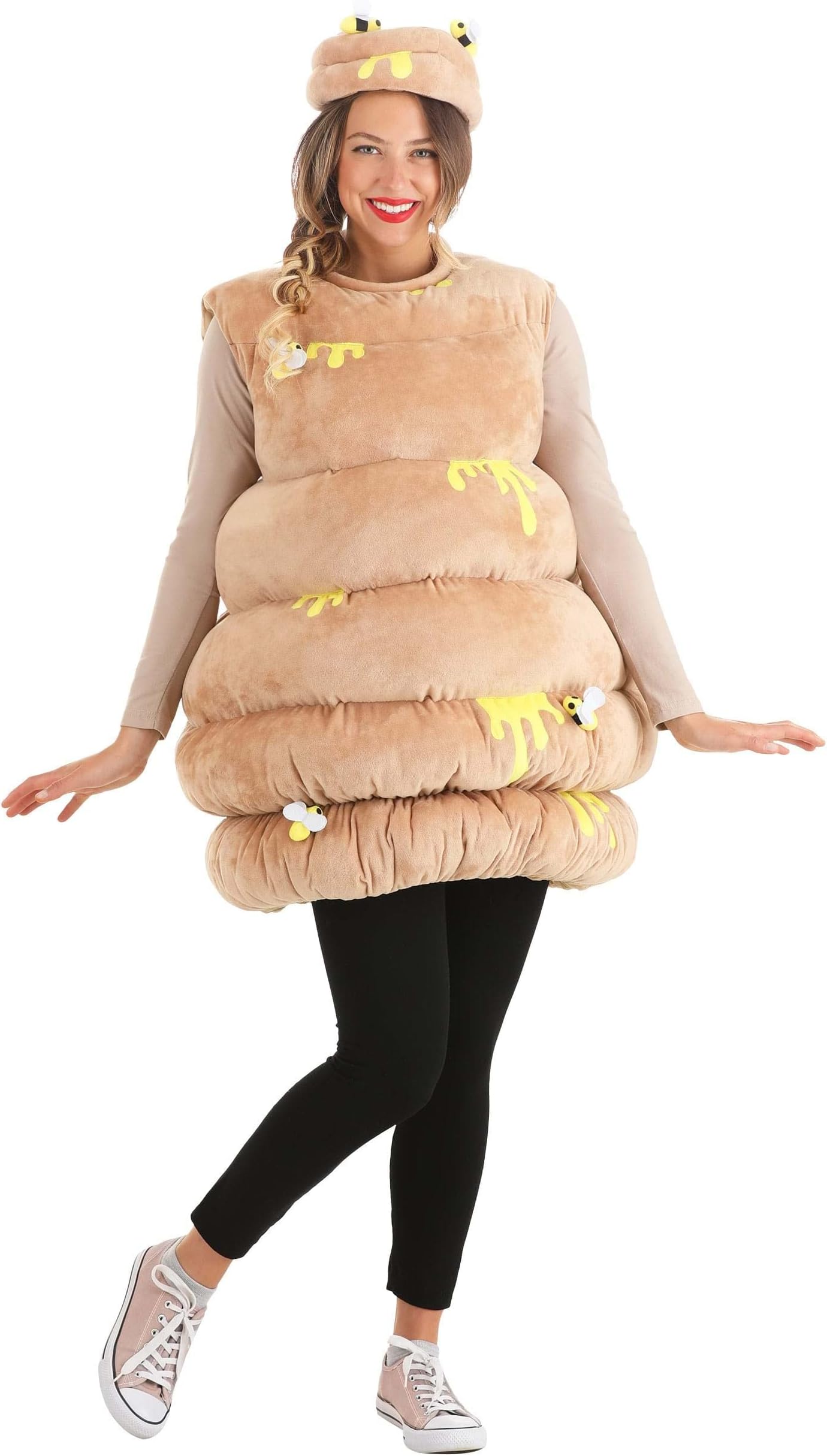 Women's Bee Hive Halloween Costume | Adult Beehive Pot of Honey Costume with Bee Hat for Fun Themed Parties and Events