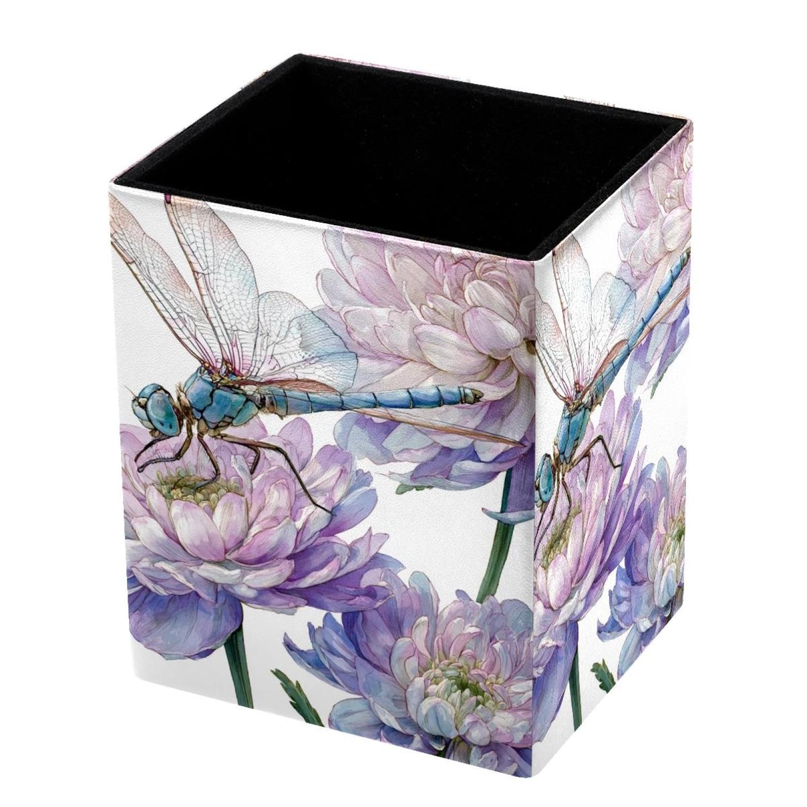 VAPOKF Pencil Holders for Desk, Dragonfly Printed Pen Holders Pen Pot Makeup Brushes Storage Desktop Stationery Supplies Organiser for Home Office