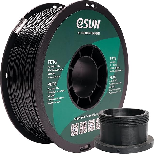 eSUN PETG Filament 1.75mm, 3D Printer Filament PETG, Dimensional Accuracy +/- 0.05mm, 1KG Spool (2.2 LBS) 3D Printing Filament for 3D Printers, Solid Black