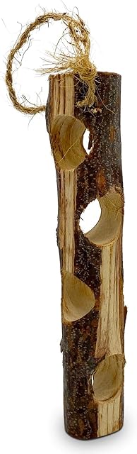 Wooden Suet Log Bird Feeder - Hanging Outdoor Feeders for Garden Birds, Suet Logs NOT included - Attracting Tits, Finches, Robins & many more Wild Birds