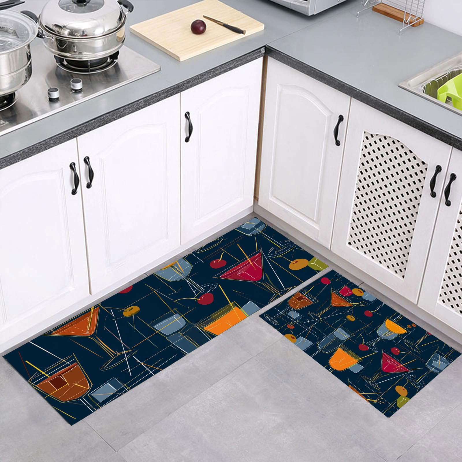 Alfombras de cocina antideslizantes de dos piezas lavables y de gran confort