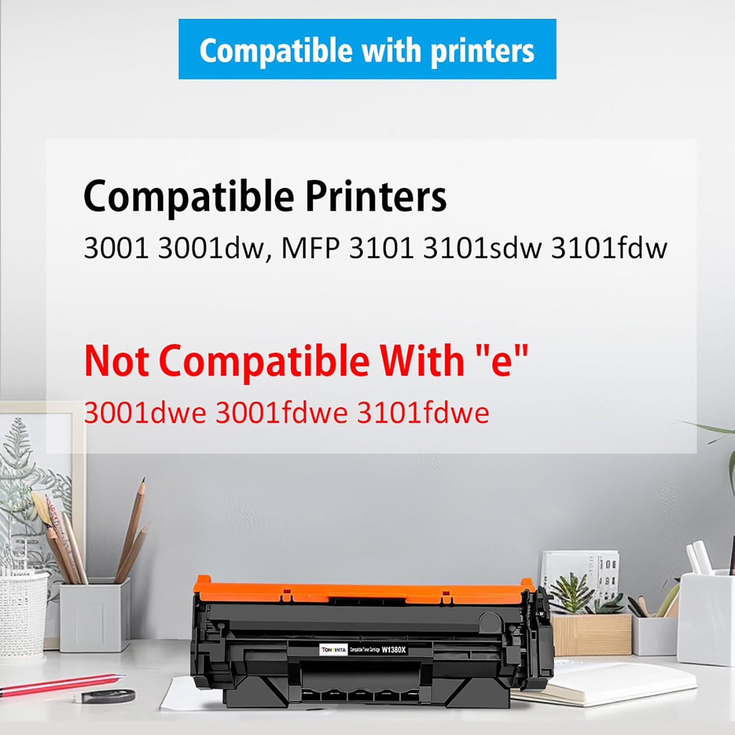 [with CHIP] 138X W1380X ( 138A W1380A ) Compatible Toner Cartridge High Capacity Black for 3001 3001dw MFP 3101 3101sdw 3101fdw, Not Compatible with Printers that Have an e Suffix