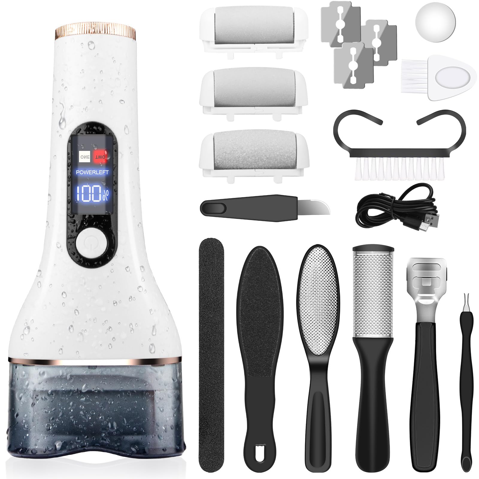 AdamPark Electric Callus Remover for Feet,Rechargeable Portable Electronic Foot File Pedicure Kits,Professional Waterproof Pedi Feet Care Tools Wet&Dry Foot Scrubber File Perfect for Hard Cracked Skin