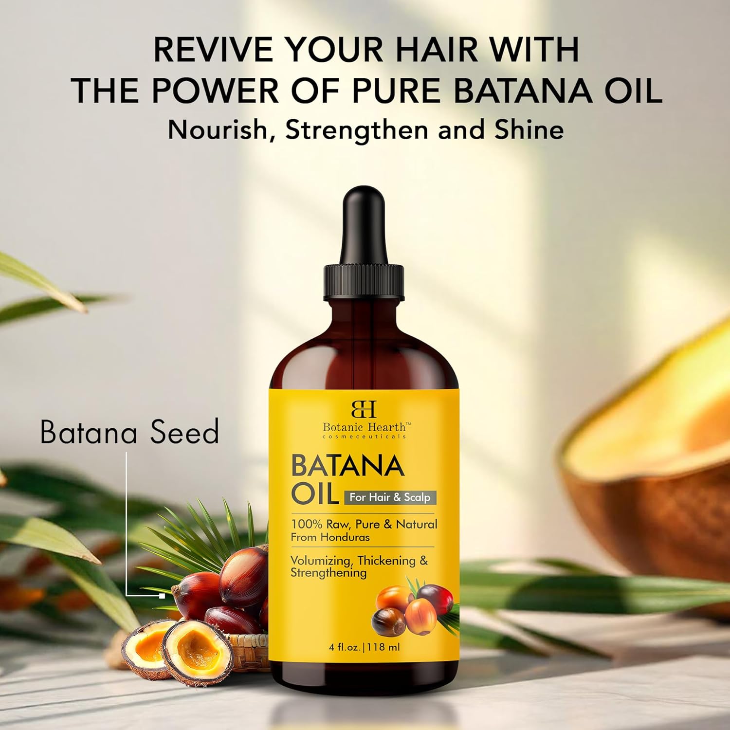 Botanic Hearth Hair Oil for Hair Growth & Home Hair Perm Kit | Strengthening Dry, Frizzy, Damaged Hair & Scalp Treatment | Batana Oil – 4 Fl Oz (2pack)