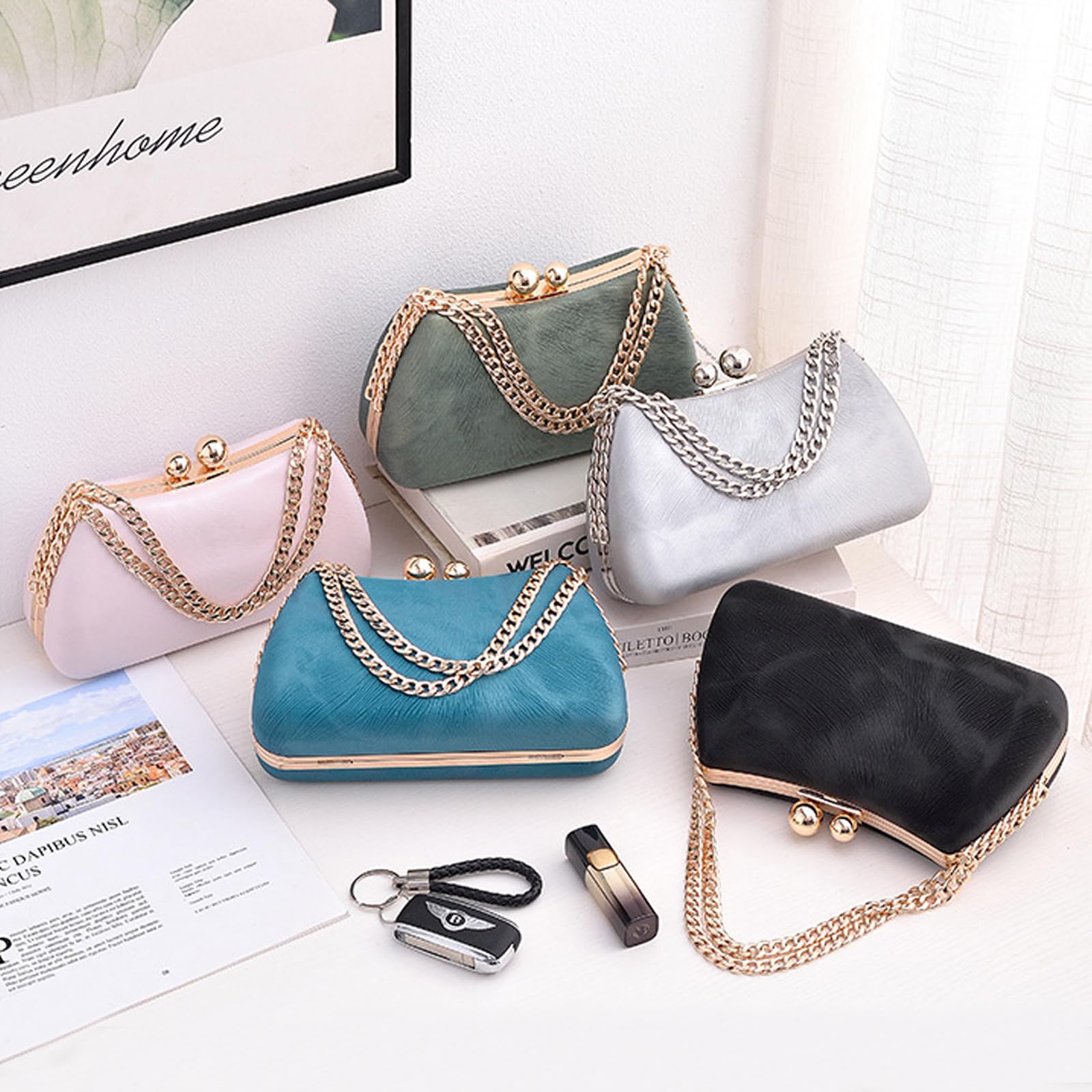 Bolso de Noche para Mujer Clutch de Mármol Bolso de Boda Bolsa de Noche Moda Cartera de Mano Elegante Bolso de Hombro Bolsos Bandolera para Fiesta de Graduación Banquete Boda Plata
