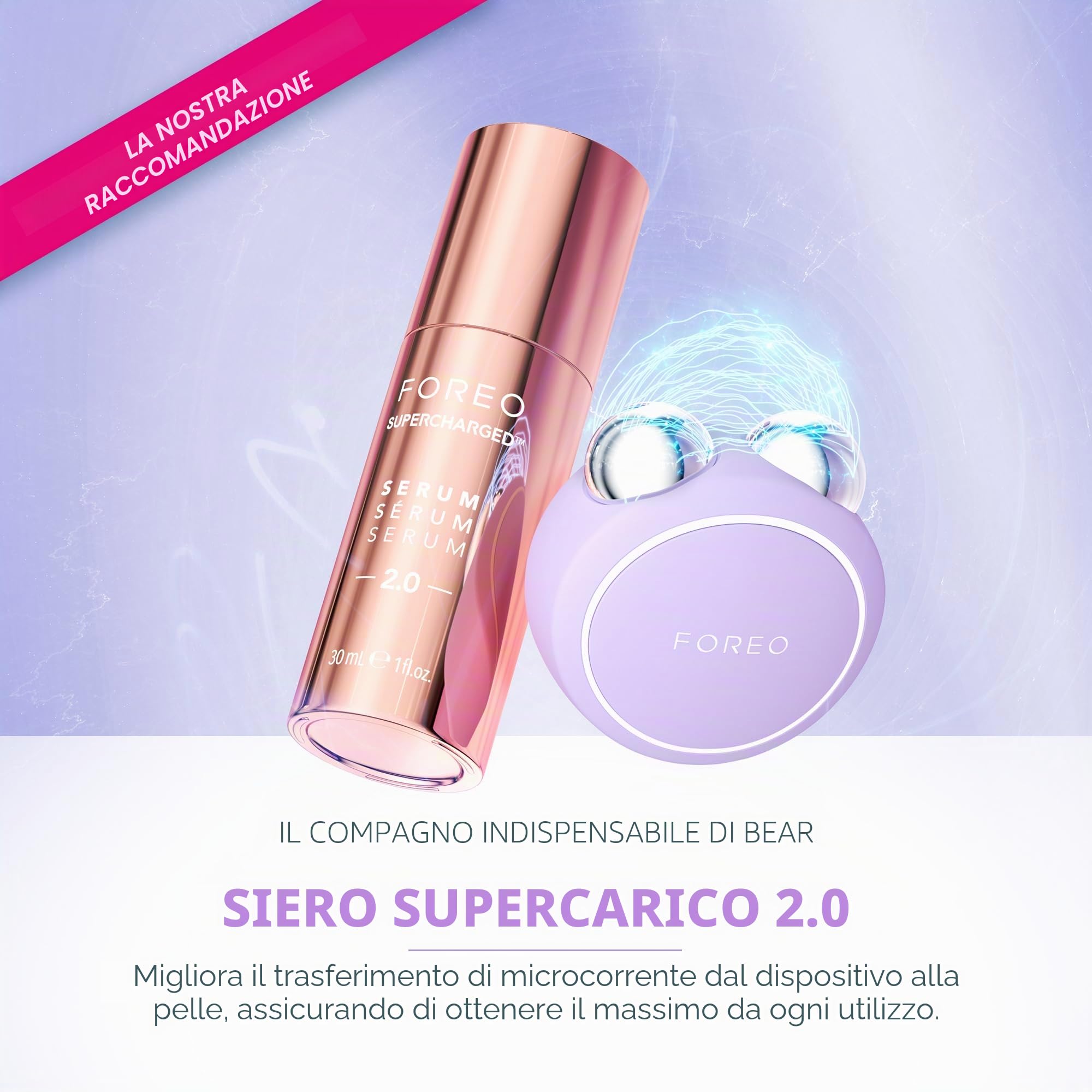 Foreo Bear 2 Go Toning Face Massager Travel Size, Anti-Wrinkle, Anti-Age, Face Massager Lifting, Firming and Redefining, Compact Device, Lavender | Microcurrent Face Device, Massager, Travel Face, Lifting, Toning, Skincare, Lymphatic Drainage