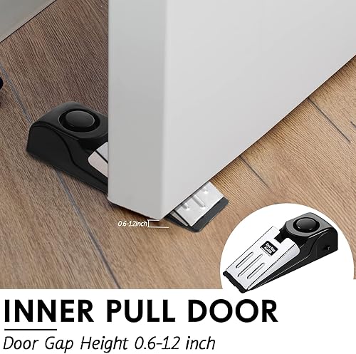 Miniatura 6 de 8 piezas de alarma de tope de puerta con alarma de seguridad de 120 DB, tope de puerta de cuña, alarma para viajes, apartamento, casa, casa, tope de