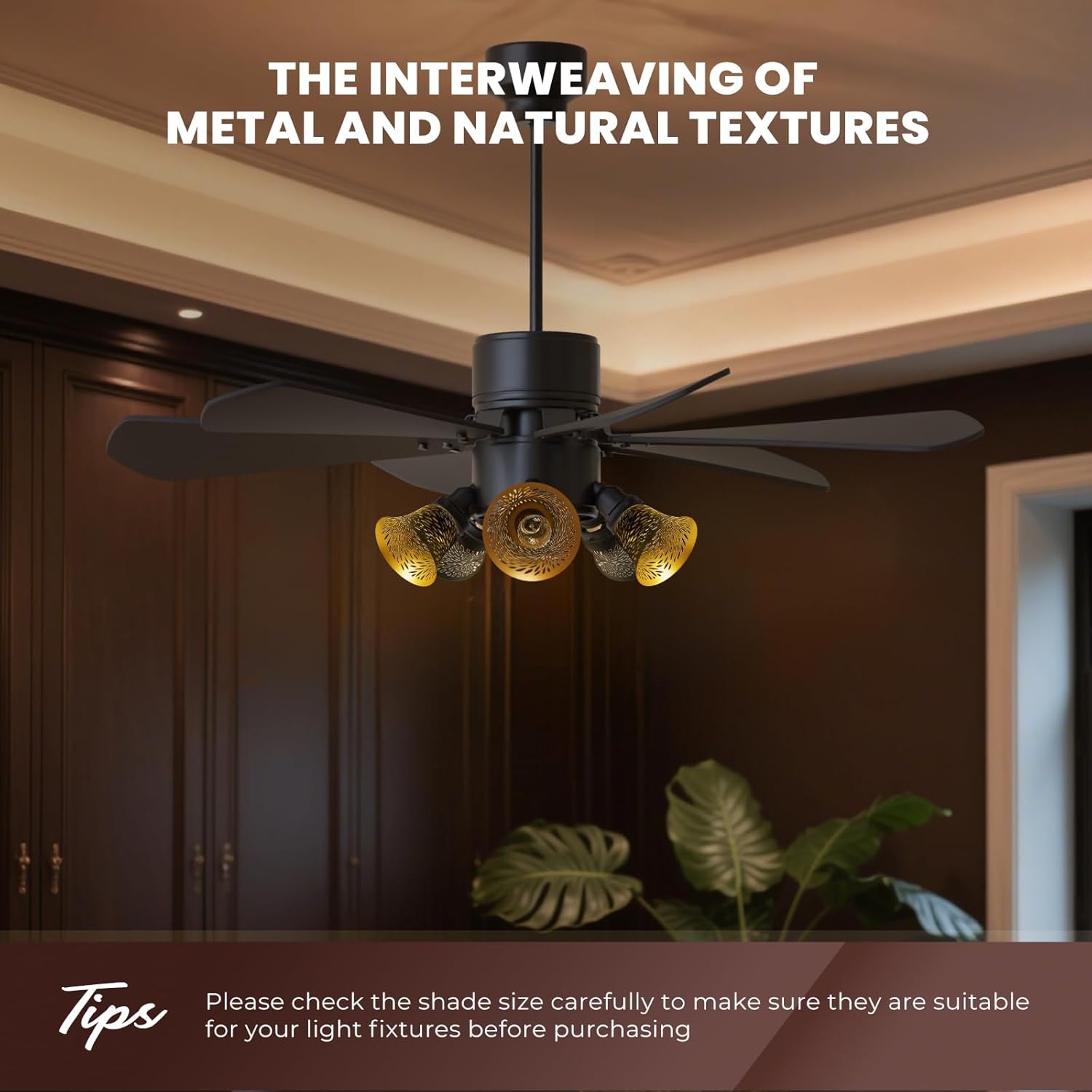 Ceiling Fan Replacement Globes, 4 Pack Chrysanthemum Pattern Fixture Replacement Globes Shades with 1-5/8" Fitter, ALUCSET 4.5" Height and 4-3/4" Diameter, Metal Cover for Pendant Lamp Wall Lamp