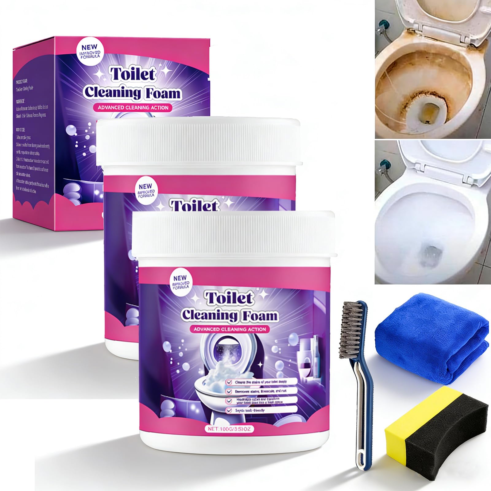 Fizzclean Toilet, Fizz Clean To-ilet, FizzClean To-ilet Cleaner, Fizz Clean Notice, Mousse Cleaner WC, Toilet Cleaner, Cleaning Foam Toil-et, For Toil-ets Sparkling Mousse Contactless (1 sac+1 boîte) — view 11