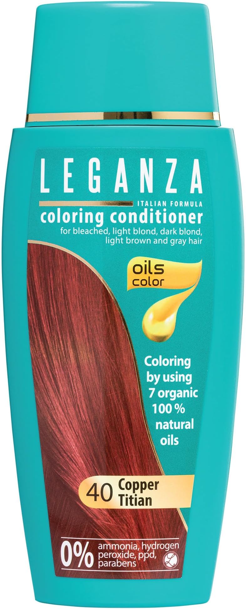 Hair Coloring Conditioner Natural Balm Color Copper Titian Nº 40 | Enriched with 7 Natural Oils | Ammonia, PPD and Paraben Free | 150 ml | Enriched with 7 natural oils. No ammonia, PPD and parabens