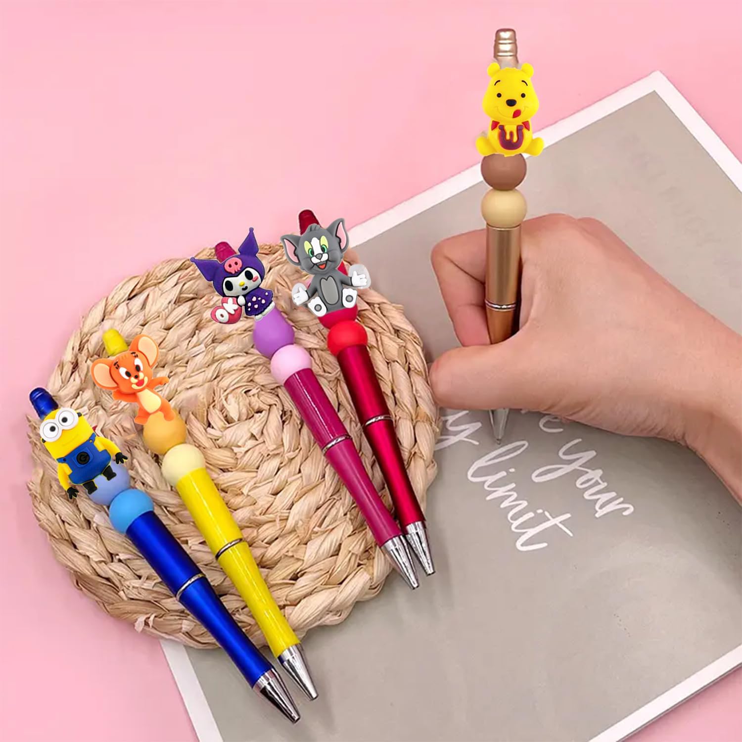 48Pcs 3D Silicone Focus Beads for Pen, Non-Repeat Cartoon Cute Focus Beads for Keychain Making DIY Bracelet Jewellery Making, Only Applicable to Adults