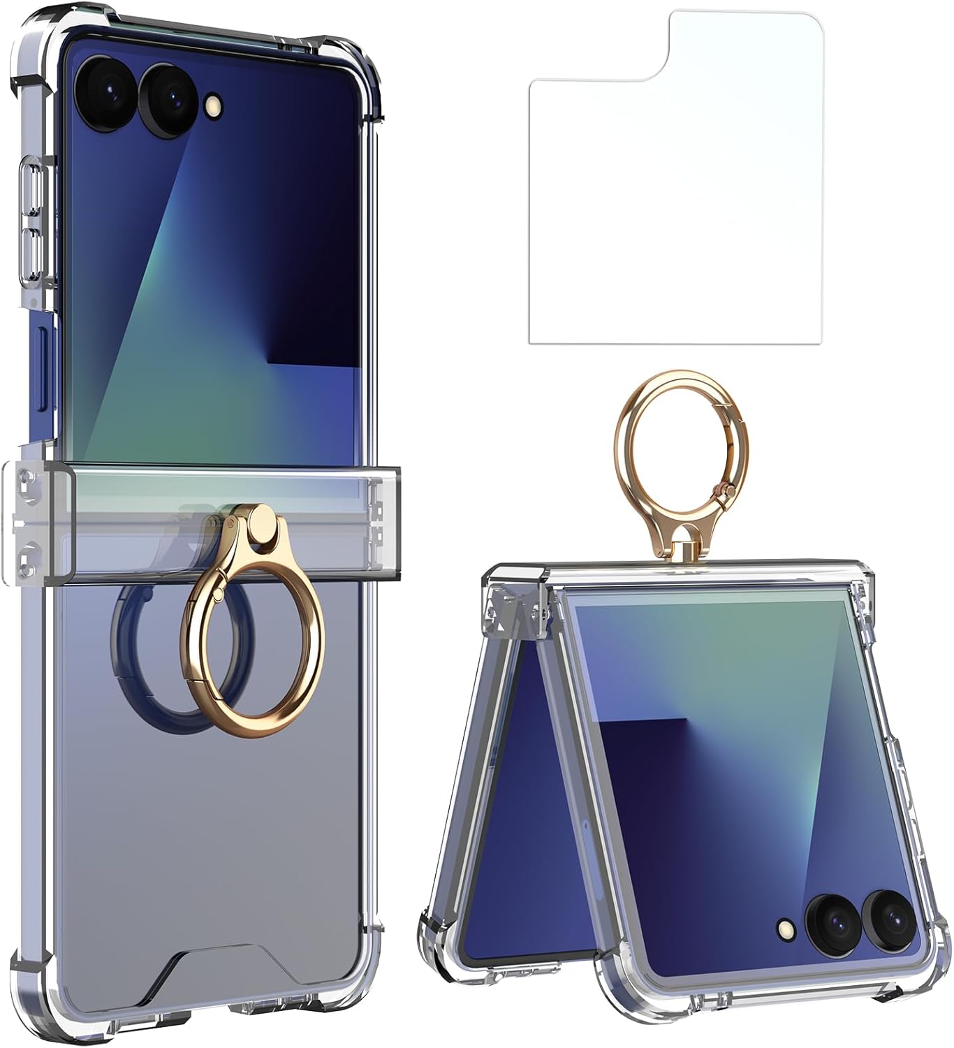 Case compatible Simpeak pour Samsung Galaxy Z Flip 7 5G, étui de protection en silicone doux avec remplacement de l&rsquo;anneau métal