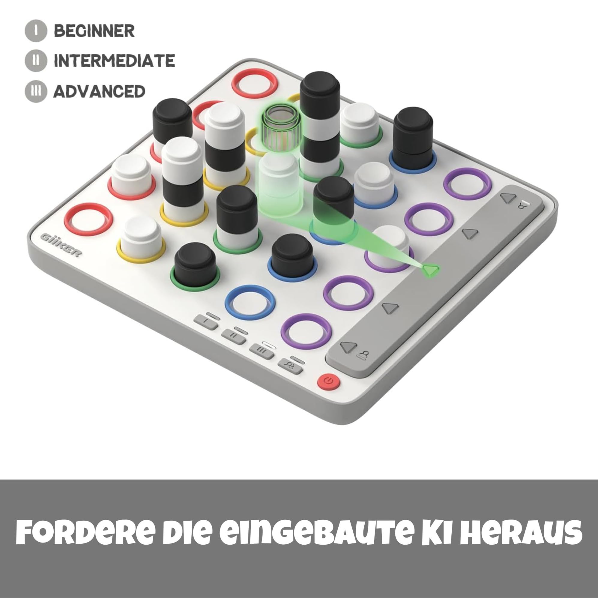 GiiKER Smart Four, 3D-KI-gestütztes 4-Gewinnt-Spiel, Strategie-Brettspiele mit integriertem Schiedsrichter für 1 2 Spieler, Reisespiele für Kinder ab 6 12 Jahren