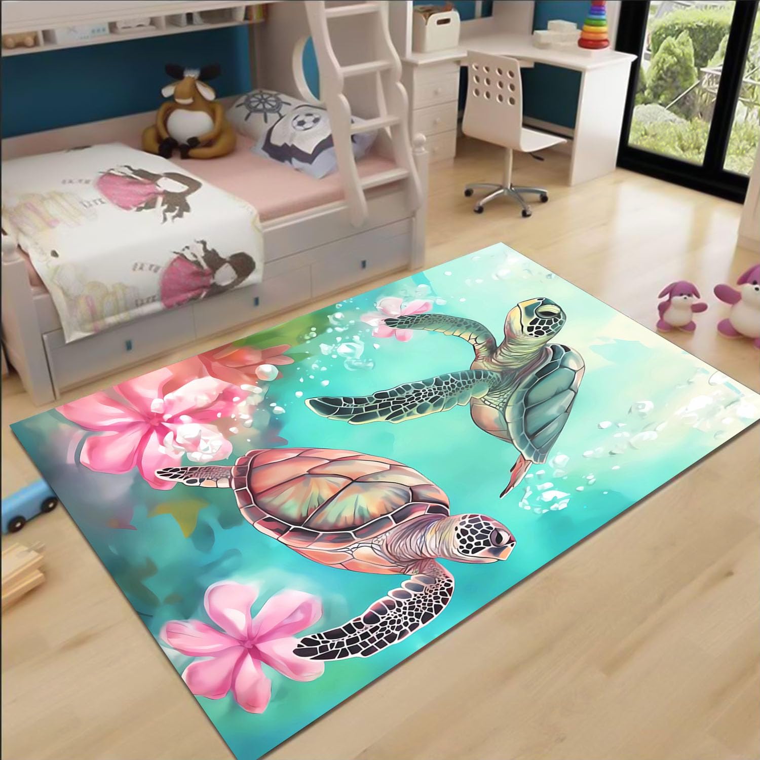 Tapis tortues de mer 160x230 cm pour illuminer la chambre de votre enfant