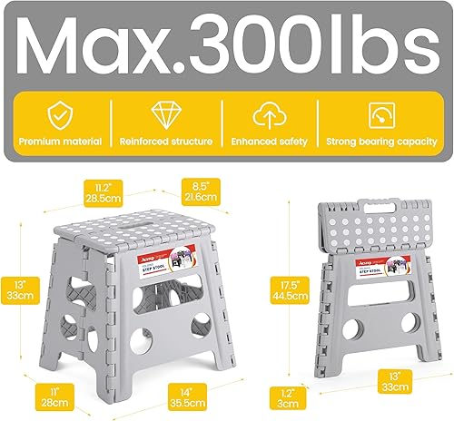 Miniatura 170 de Taburete plegable resistente de alta calidad de 13 pulgadas de altura para adultos, taburete de cocina, jardín, baño, color blanco Blanco,Bicolor