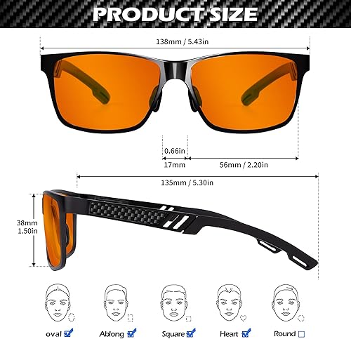 Miniatura 6 de ANYLUV Gafas de bloqueo de luz azul mejoradas para mujeres y hombres, gafas de juegos de computadora, antifatiga ocular (marco negro lente naranja)