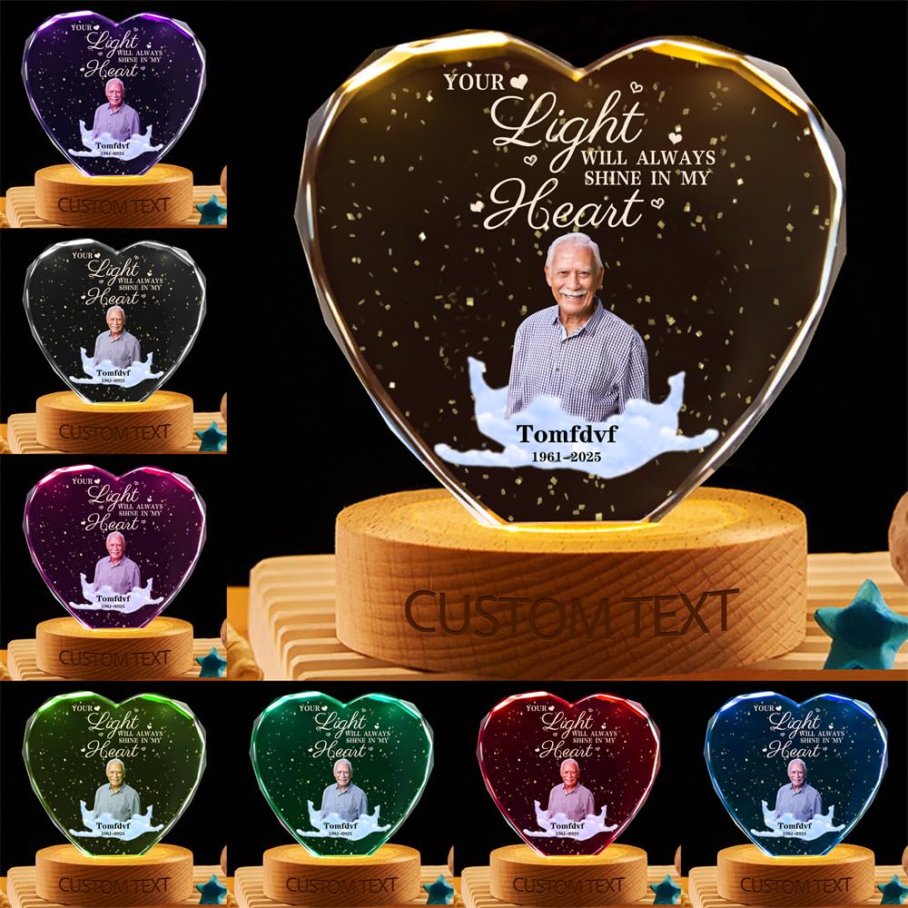 MYZQIFF When You Miss me Have no Fear Personalized Photo Memorial Crystal Globe Lamp, Custom Picture 3D Memory Crystal Ball Night Light Keepsake,Remembrance Sympathy Gift for Loss of Loved Ones