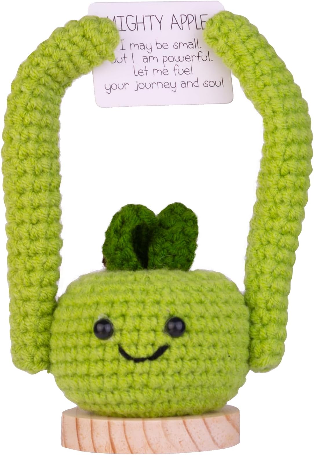 Funny Positive Apple Gift, Cute Crochet Apple Knitted Handmade Emotional Doll Decoration with Front Card, Birthday Gift Home Room Decoration Encouragement