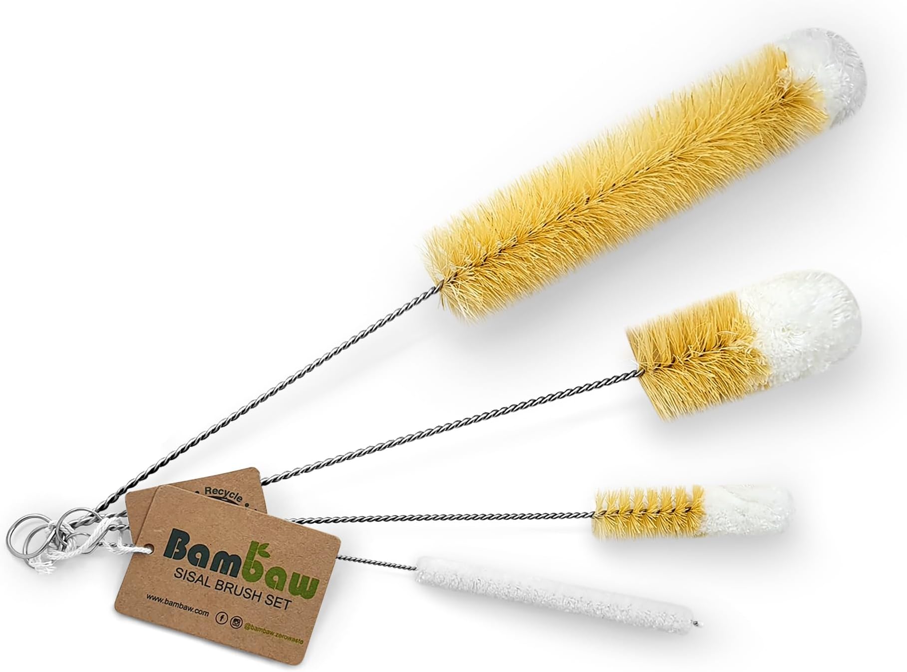 Bottle Brush Set, 4 Cleaning Brushes, Bottle Cleaner Set, Water Bottle Brush, Straw and Glass Brush, Soft Cotton Tip to Prevent Scratches - Four Sizes