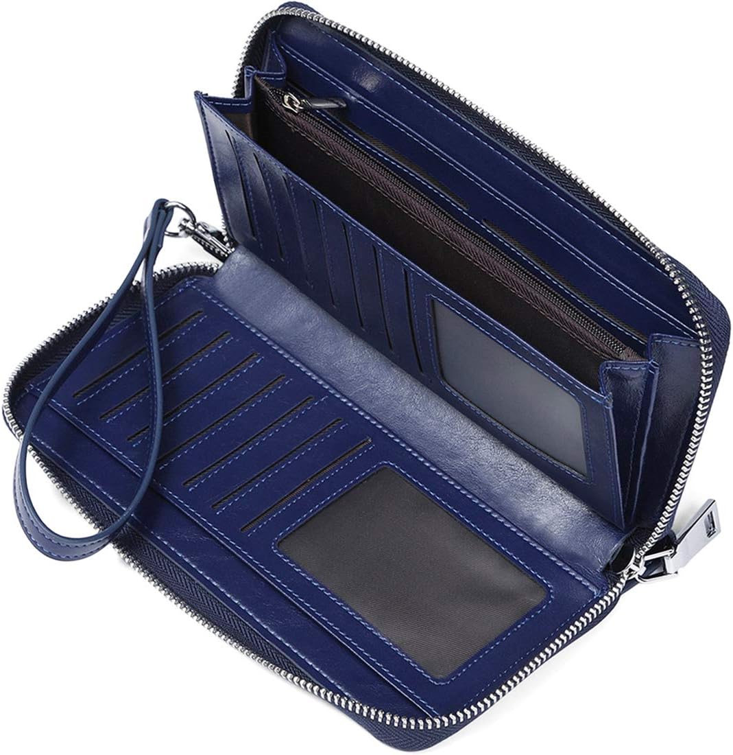 JEEBURYEE RFID Blocking Wallet for Women Large Capacity Luxury Vintage Leather Zipper Wallet