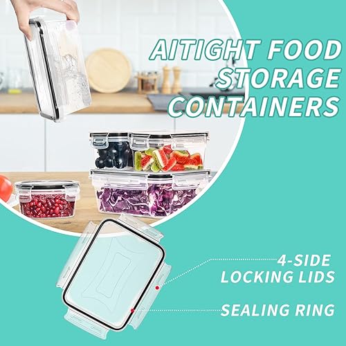 Miniatura 3 de Skroam Juego de 72 recipientes de almacenamiento de alimentos con tapas herméticas (36 recipientes y 36 tapas), recipientes de plástico a prueba de