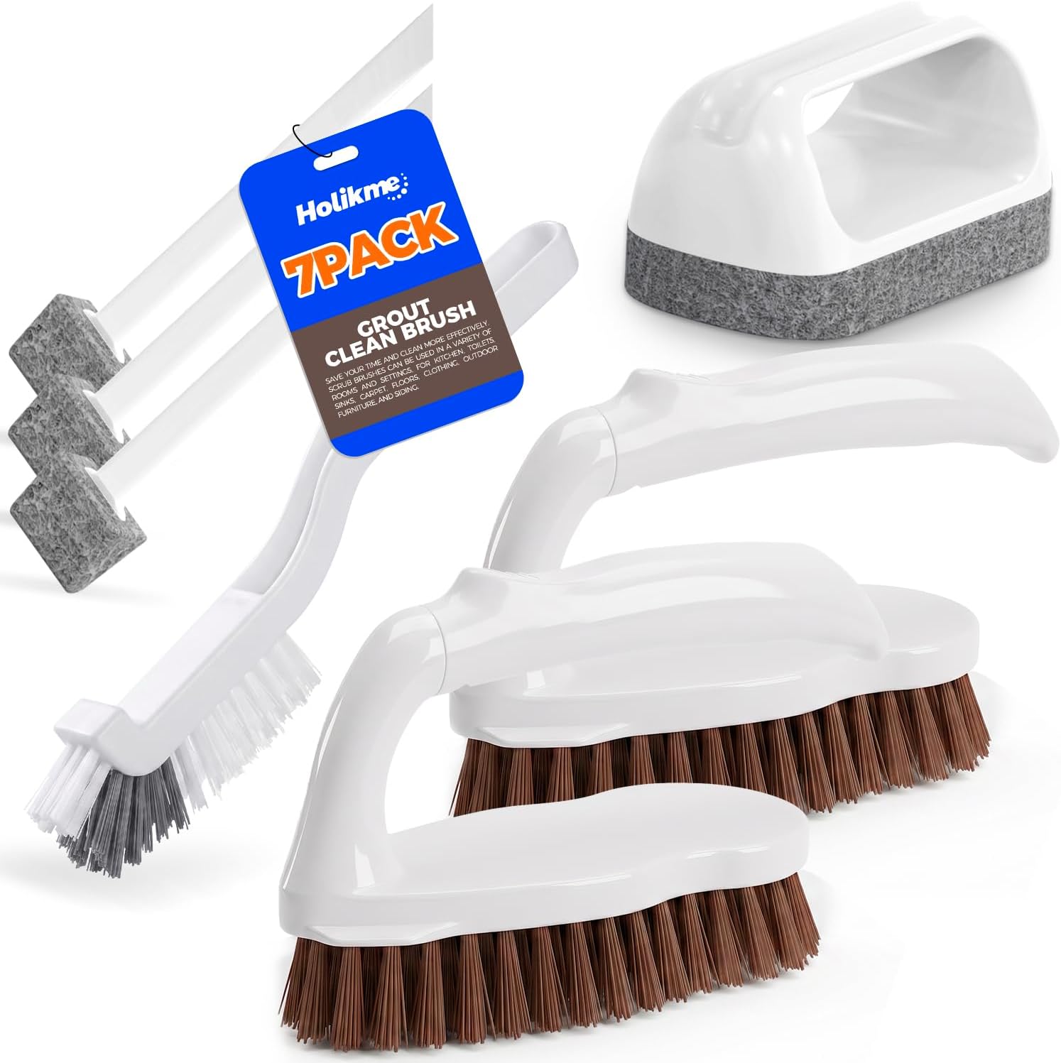  7 Pack Cleaning Brush Scrub Brush Kitchen Brush for Floor,Brown