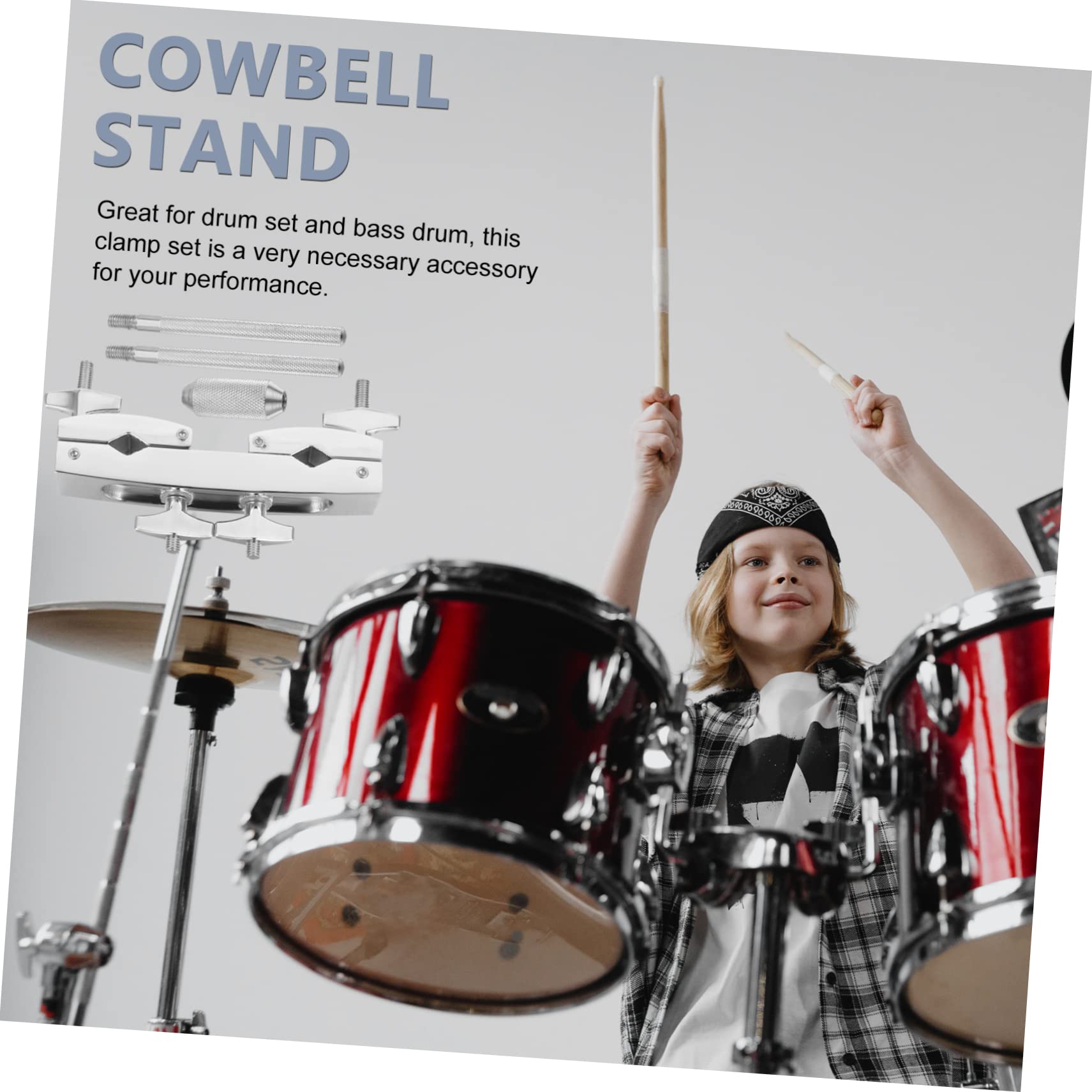 ibasenice Professional Drum Accessories Metal Cowbell Clamp Bracket Multi Purpose Drum Clamp