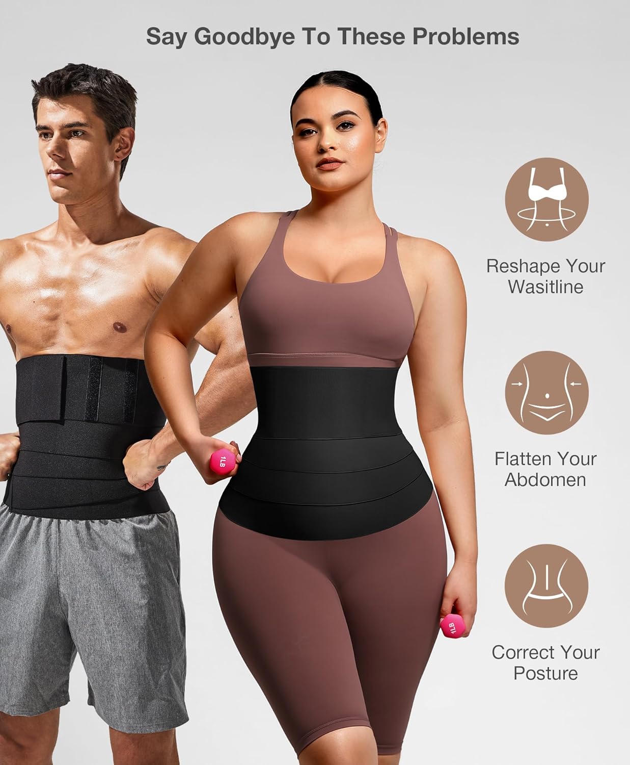 Lover-Beauty Waist Trainer for Women and Men Trimmer Belt Waist Cincher Tummy Wrap Plus Size Waist Trimmer for Gym Sport - Image 2
