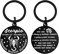 Zodiac Sign Gifts - 12 Constellations Keychain - Zodiac Birthday, Astrology Lovers Keyring