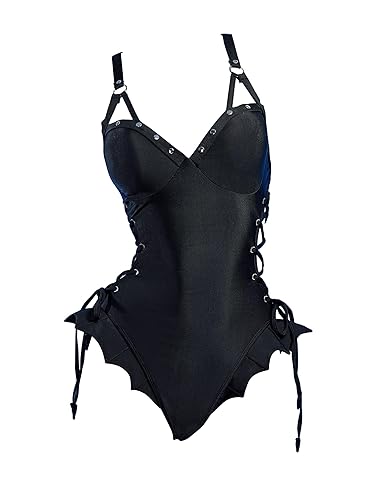 haikyuu Women MisaMisa Goth One Piece Swimsuit Wtih Necklace Bat